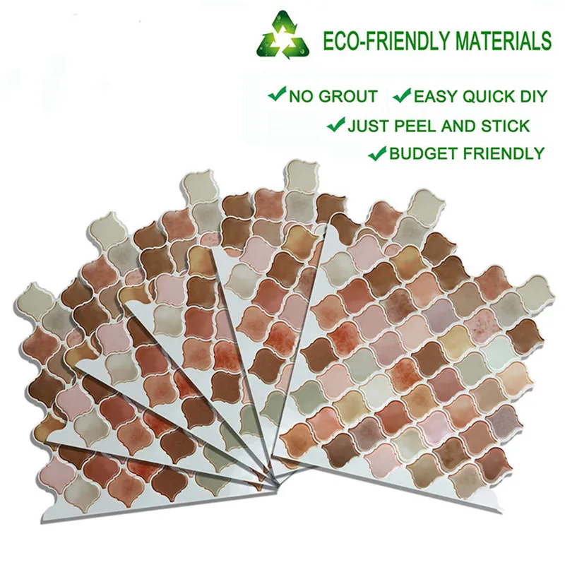 Vividtiles Mosaic tile wall peel and stick adhesive stickers DIY kitchen bathroom wall sticker 3D vinyl-(1-sheet)