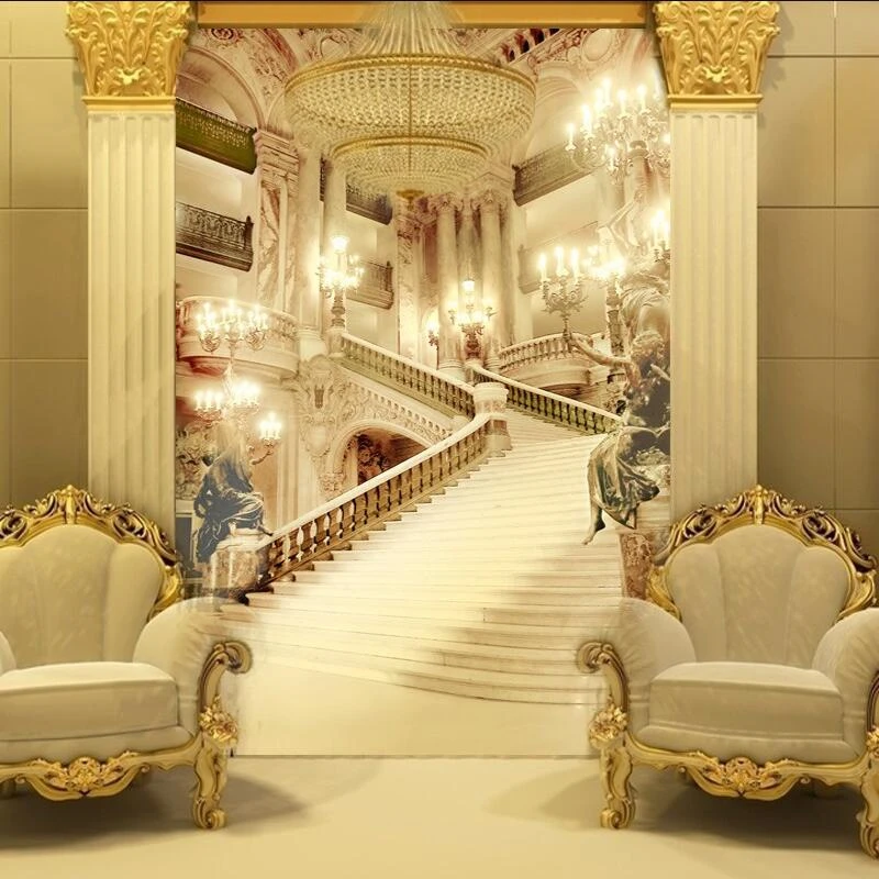 Пользовательские европейские обои 3d гостиная крыльца коридора росписи 5d дворец