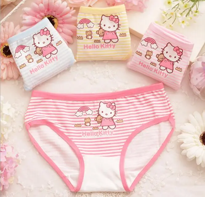 4 шт./партия милое нижнее белье для девочек с принтом Hello Kitty Cueca Infantil коллекция 2016