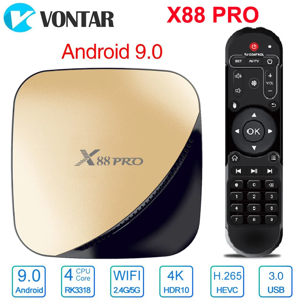 Android 9.0 TV Box X88 PRO 4GB 64GB 32G RK3318 1080P 60fps H.265 USB3.0 Google Play Store Netflix Y