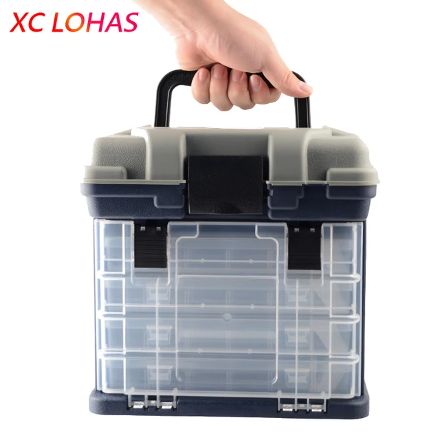 US $21.26 27*17*26cm 5 Layer PP+ABS Big Fishing Tackle Box High Quality Plastic Handle Fishing Box Carp Fishi