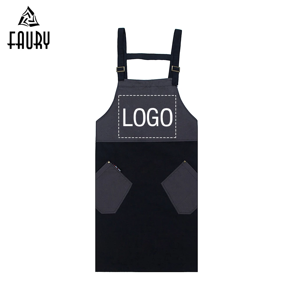

Apron Custom Logo Wholesale Unisex Halter Neck Adjustable LOGO Customize Apron Food Service Kitchen Bakery Chef Waiter Uniform