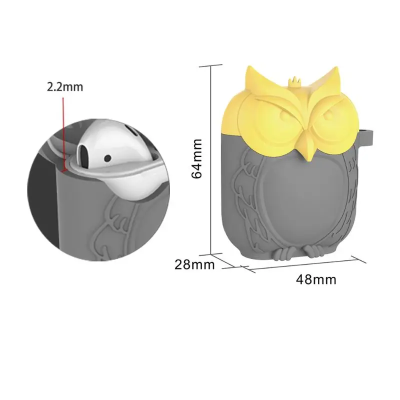 Симпатичные Сова Мягкие силиконовые формы противоударный чехол защитный чехол с карабином для Apple гарнитура для airpods меняющийся чехол беспроводной