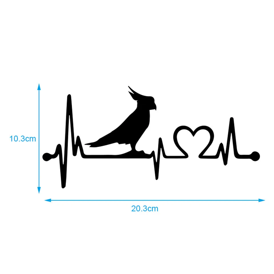 Cunymagos 20.3cm9.5cm Parrot Cockatoo Bird Heartbeat Lifeline Car Sticker Car Styling  (1)