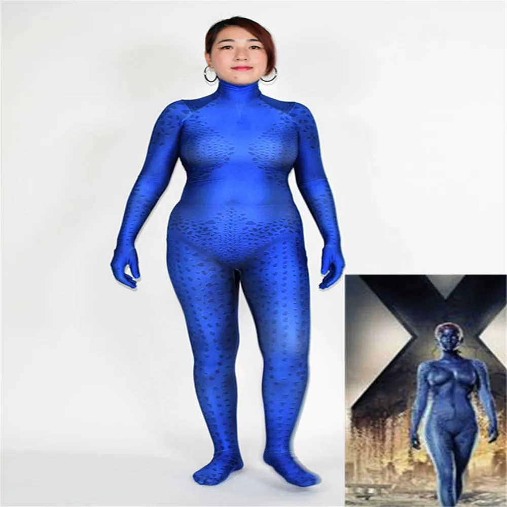 X men: повседневные Костюмы для Мистика Marvel Girl Raven Darkholme Комбинезоны косплея 3D