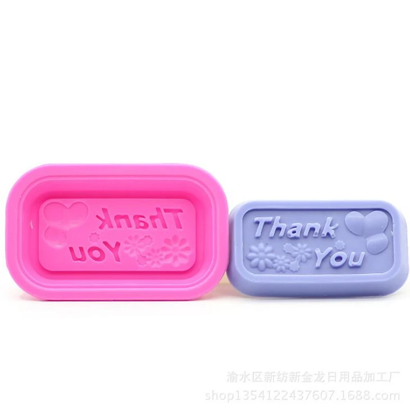 

Diy 3d rectangle silicone soap mold flower with thank you for 30g soap making