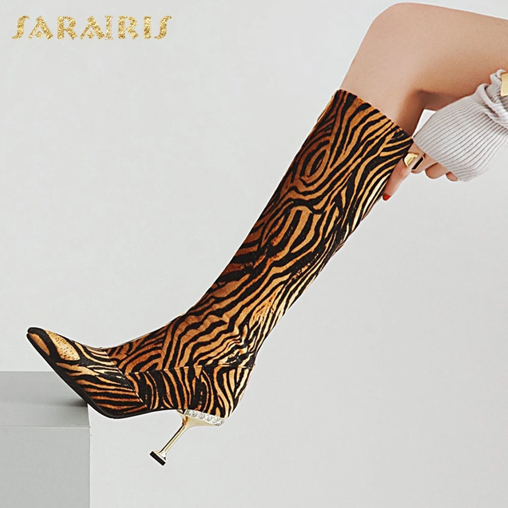 

SARAIRIS plus Size 32-43 Cow Suede Thin Heels Brand Shoes Woman Boots Zip Up Party Wedding Mid Calf Boots Woman Shoes