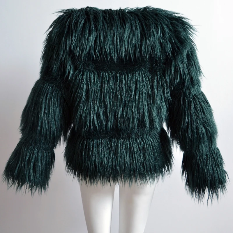 Лохматое пальто из искусственного меха, Женская куртка с длинным рукавом, пушистое теплое пальто, верхняя одежда, Женская зимняя меховая куртка, пальто, пушистое пальто с мехом
