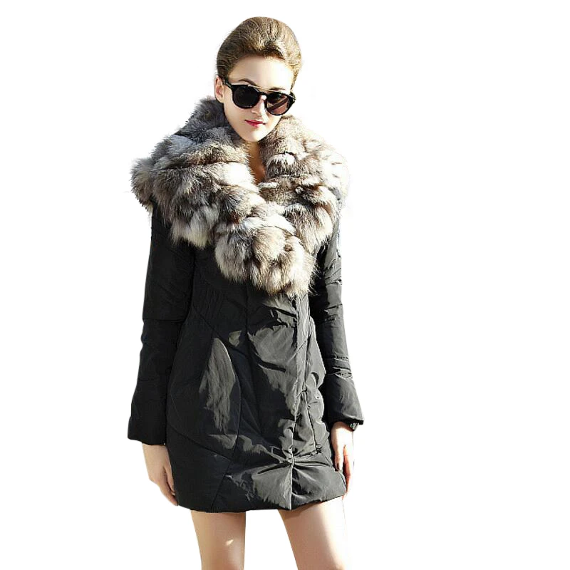 

Hot!Real Fox Fur Coat Russia Female Warm Winter Outerwear 2019 New High quality European Style Winter Fur Coat Long Parkas