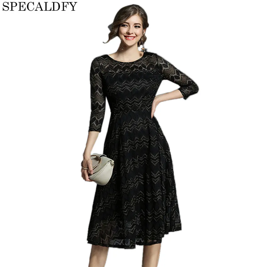 3 4 Sleeve White Lace Dress
