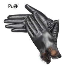 Pudi GL840 женская натуральная кожа перчатки Натуральная овечья кожа с норки кружева цветочные бренд модная зимняя одежда осень Перчатки