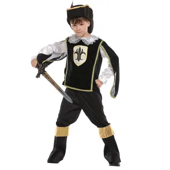 

Kids Child Brilliant Colonial Musketeer Costume Roman Warrior Knight Costumes for Boys Halloween Carnival Party Cosplay