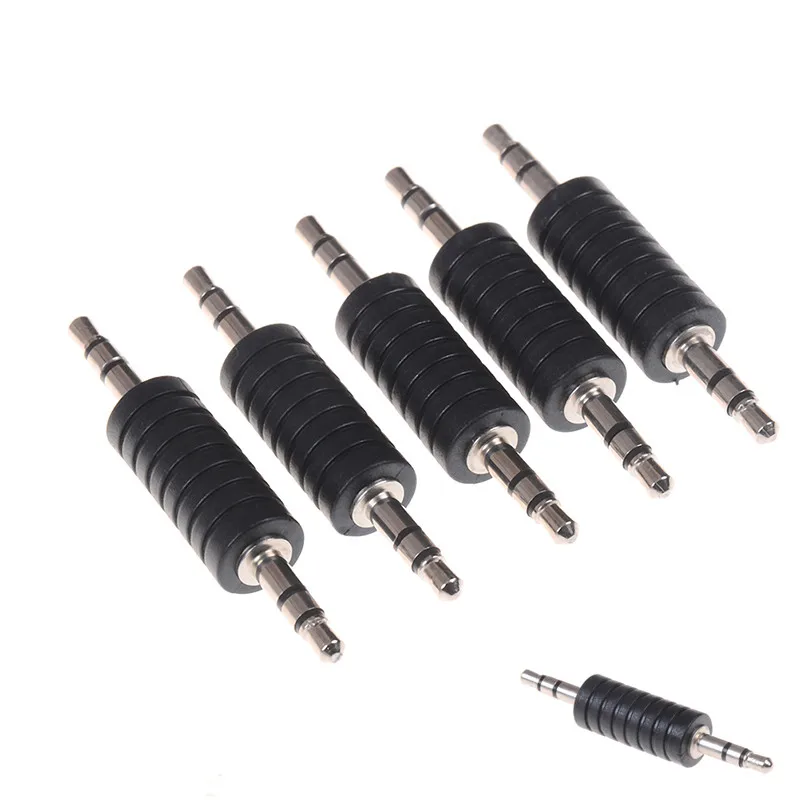 

5pcs 3.5mm Stereo Male To Male Jack Audio Plug Connector Coupler Adapter Joiner Black