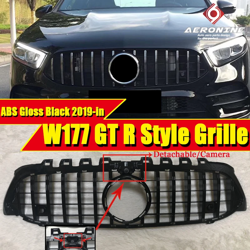 W177 A Class A45AMG Look GTS решетка гриль для Benz A160 A180 A200 передние грили ABS черный с 360