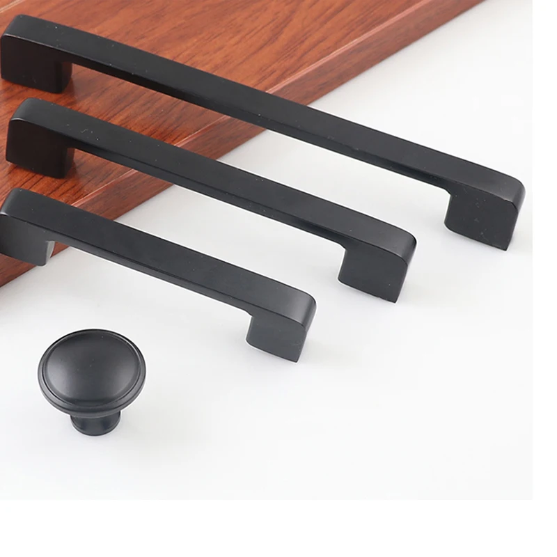 Buy high quality material 100 brass black door handles classic simple Kitchen