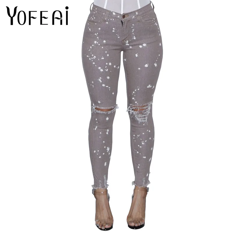 Yofeai Джинсы для женщин Для женщин Летняя мода Высокая Талия Джинсы для женщин Повседневное джинсовые узкие брюки Для женщин обтягивающие джинсы
