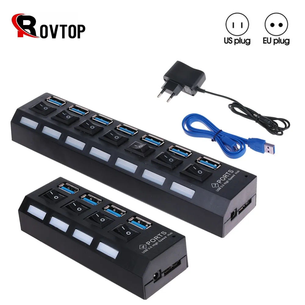 Концентратор Rovtop USB 3 0 4/7 портов микро концентратор разветвитель с адаптером