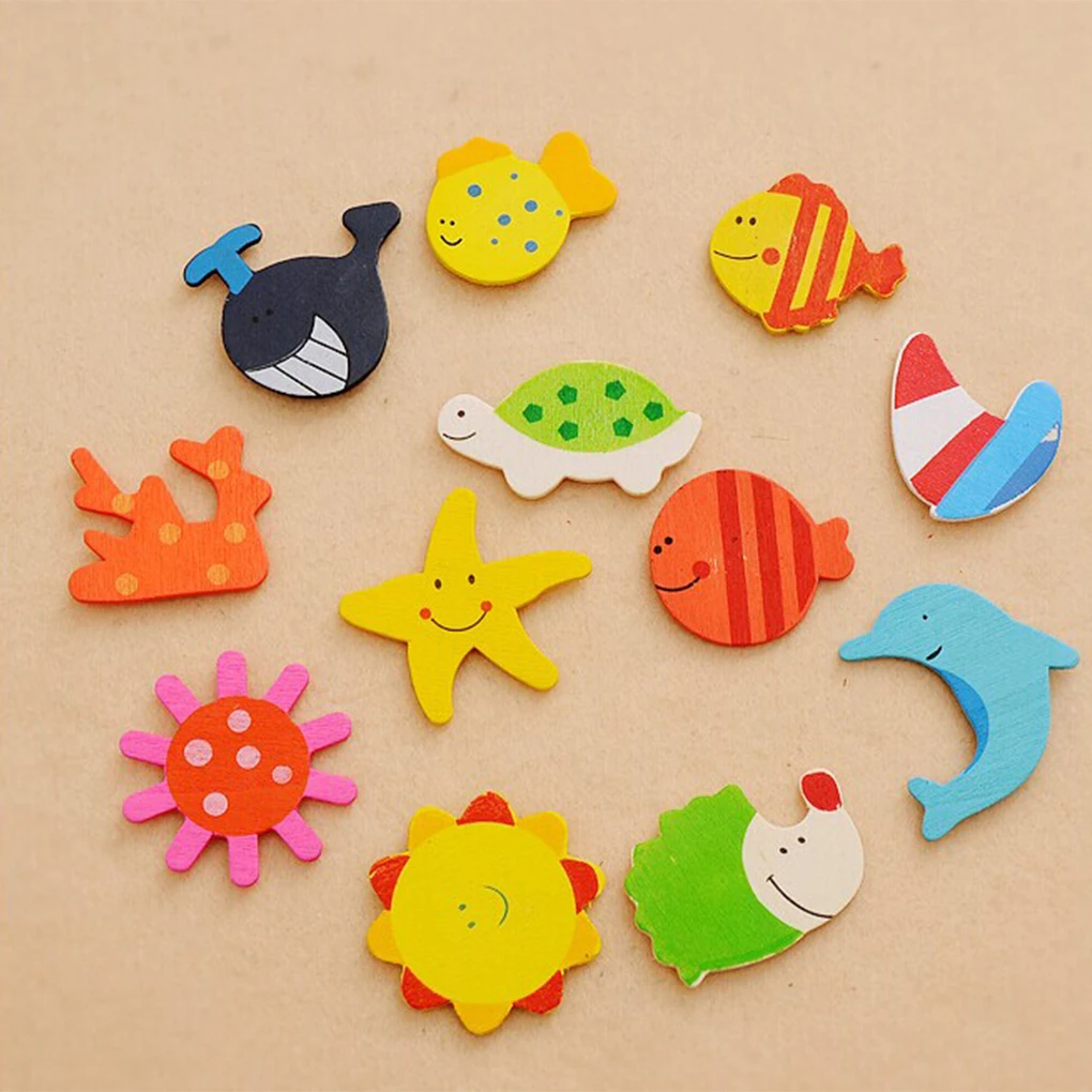 12PCS Animal Cartoon Wooden Refrigerator Fridge Sticker Kid