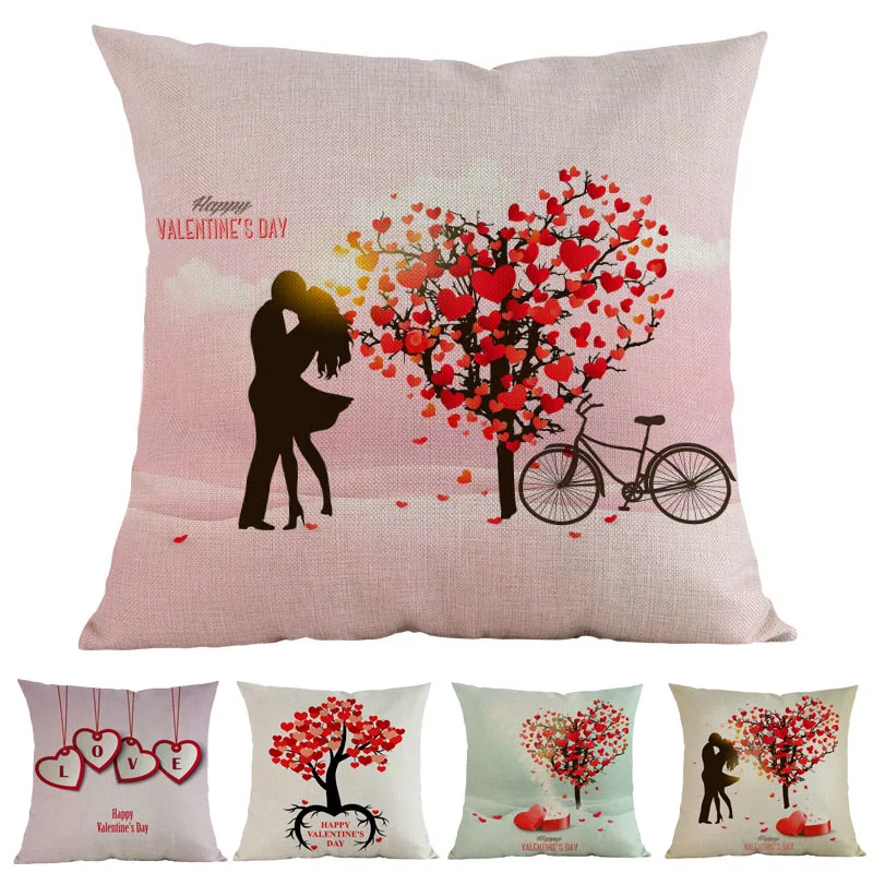 BLEUM CADE Red Love Heart Tree Bicycle Throw Pillow Cover Love You Most Cushion Case Wonderful Valentine Gift for Lover or Decor for Home Office Car Sofa BLEUM CADE Red Love Heart Tree Bicycle Throw Pillow Cover Love You Most Cushion Case Wonderful Valentine Gift for Lover or Decor for Home Office Car Sofa