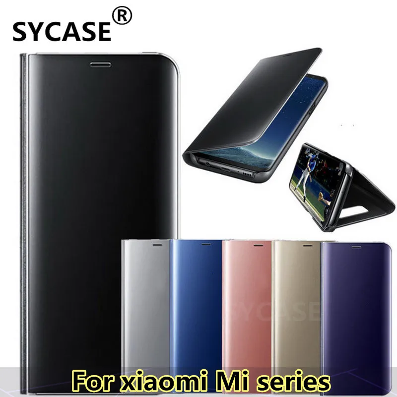SYCASE Luxury Mirror Clear View Smart phone case For xiaomi Mi 8 8SE 8Lite 8Pro Case Intelligent Sleep Protective Flip | Мобильные