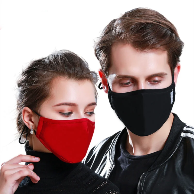 PM2.5 Cotton Mouth Mask Anti Dust Cloth Mask Respirator with 6 Filter Cloth Anti Dust Black Mask