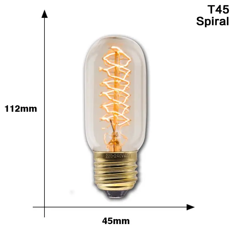 Винтажный E27 держатель лампы подвесные светильники разъем 90 V-265 V винт переключения фитинг Ретро лампа Эдисона e27 Цоколи лампы Hanglamp - Цвет корпуса: T45 Spiral