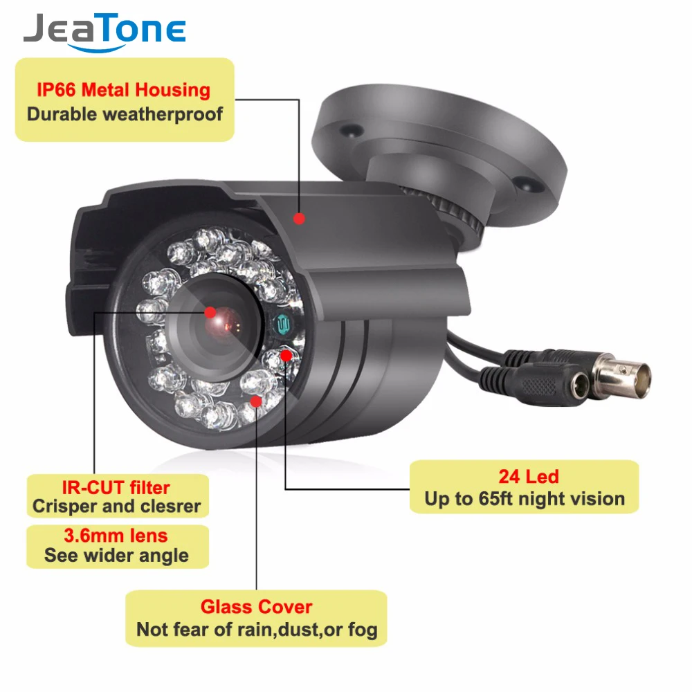 Аналоговая камера видеонаблюдения JeaTone AHD 1080 МП P 24 светодиода|Камеры