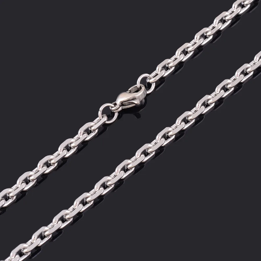 Fashion Necklace Stainless Steel Necklace Metal Necklace Choker Necklace 1.6/2/2.4/3/4/5mm Wide Men and Women Link Chain Rolo Fashion Tone Stainless Steel Oval Necklace High Quality Choker Jewelry Gift
