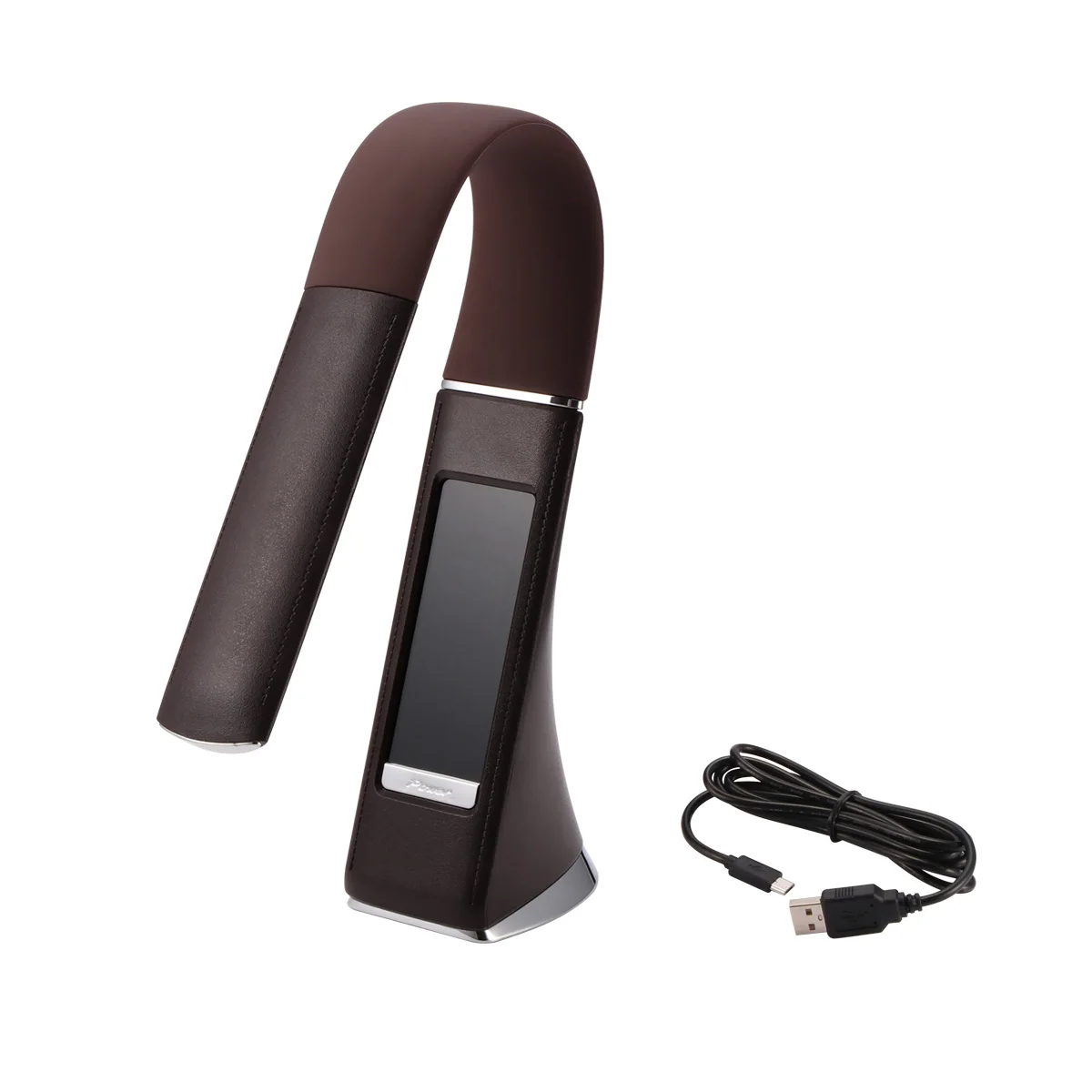 USB Brown Часы-Будильник с кожаной текстурой, календарь с сенсорным управлением, ЖК-дисплей, настольная Ночная мини-лампа для чтения - Цвет корпуса: USB Brown
