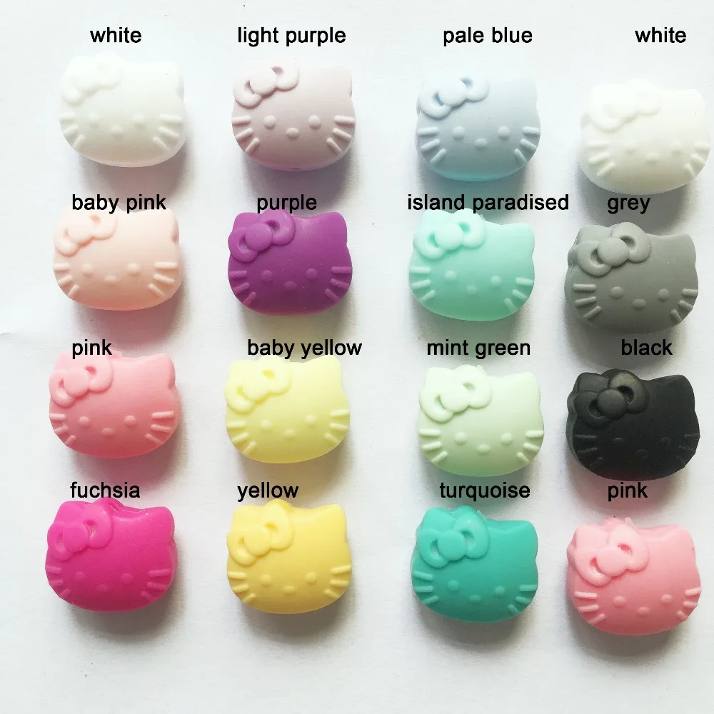 

Silicone Beads baby Teething Beads Kitty Silicone beads Baby Candy colors Kitty Safe Food Grade Teething Cartoon avatar