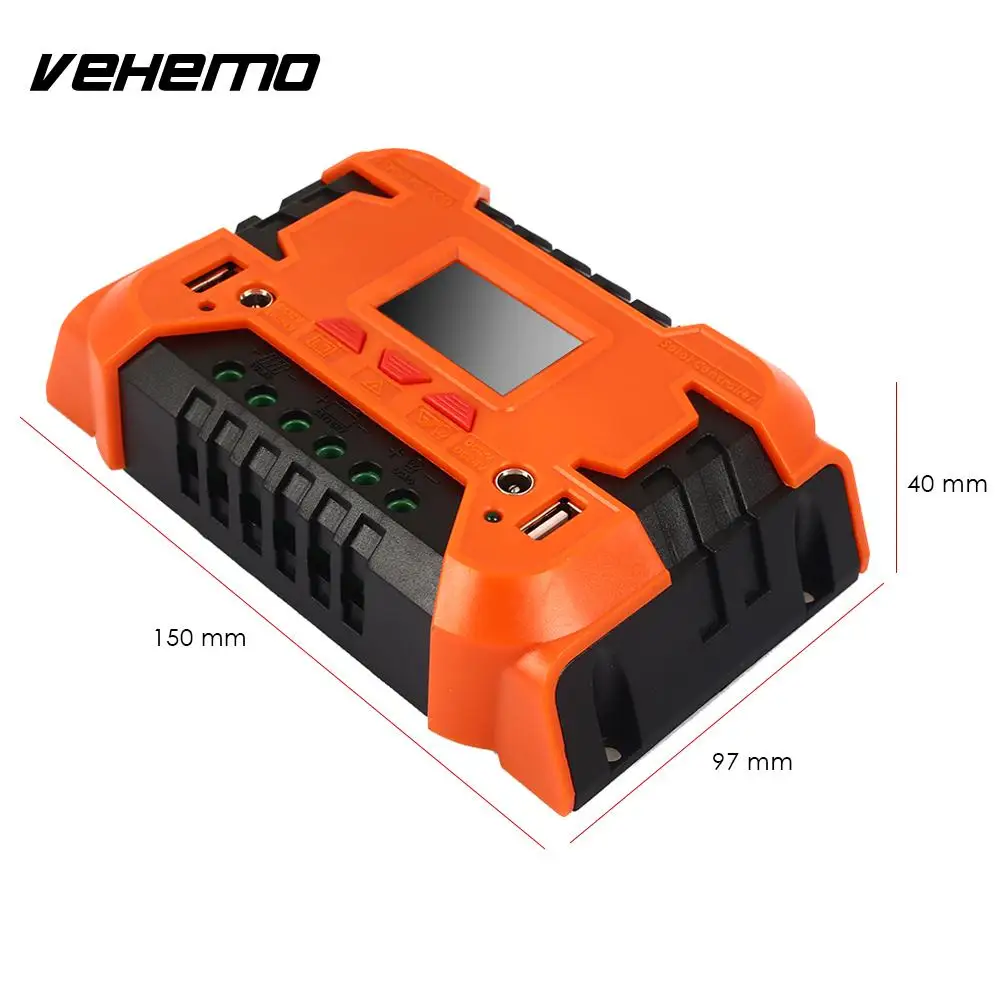 VEHEMO 10A 20A 12/24 V PWM регулятором солнечного заряда Управление; Управление зарядное устройство на солнечной батарее прочный Панели солнечные батарея регулятора Мощность