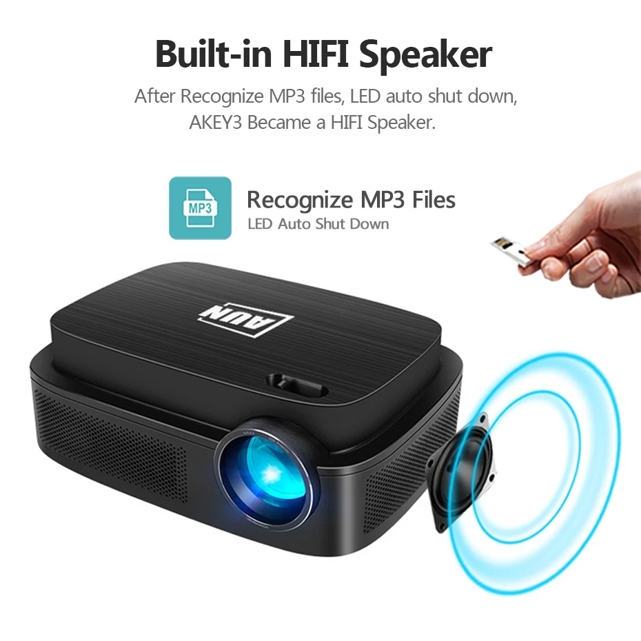 Большая распродажа Аун Android 6 0 проектор AKEY3 Plus 1280*800 смарт встроенный WIFI Bluetooth HD