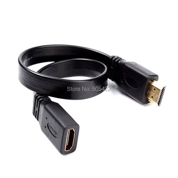 

DHL OR FEDEX shipping 30CM Short Flat HDMI Extension Lead Gold Female Jack to Male Plug Cable 500pcs/lot