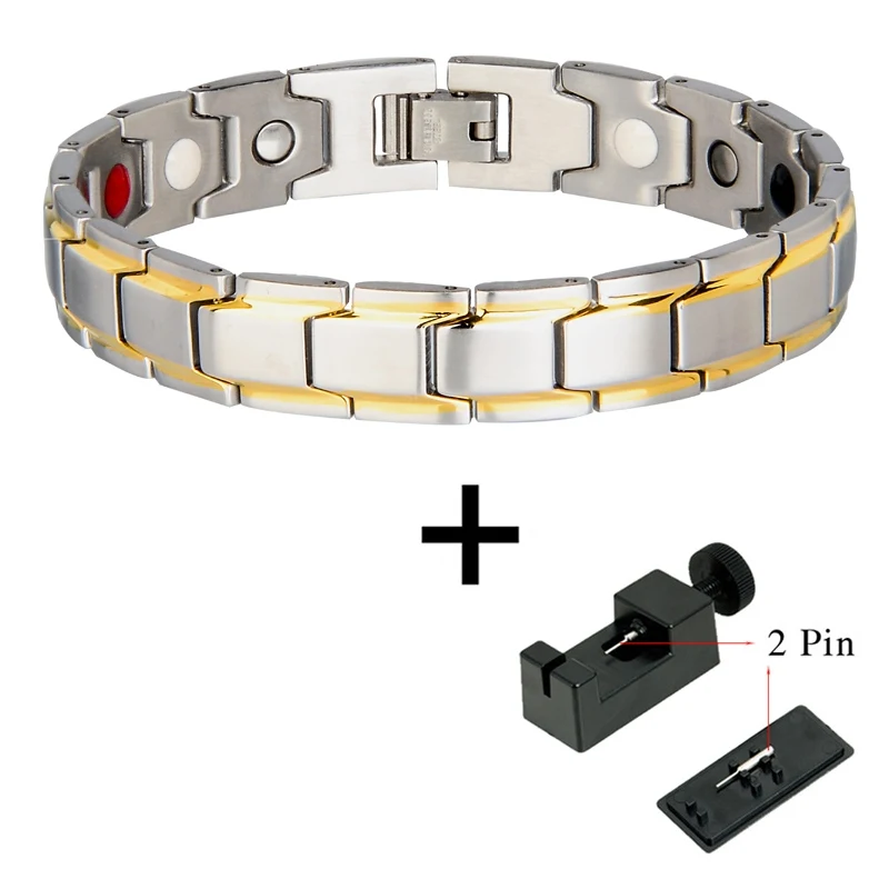 Hottime мужские Био Магнитные терапевтические энергетические браслеты и браслеты для 316L из нержавеющей стали оздоровительный Германий звеньевые украшения 10124 - Окраска металла: 10124 And Tool