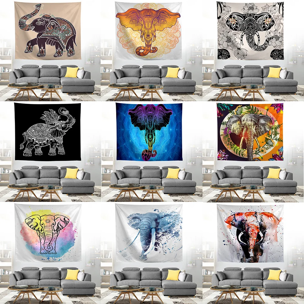 

ZEIMON Tapestry Bohemian Home Decor Mandala Animales Polyester Tapestries Elephant Pattern Wall Blanket Psychedelic Tapestry
