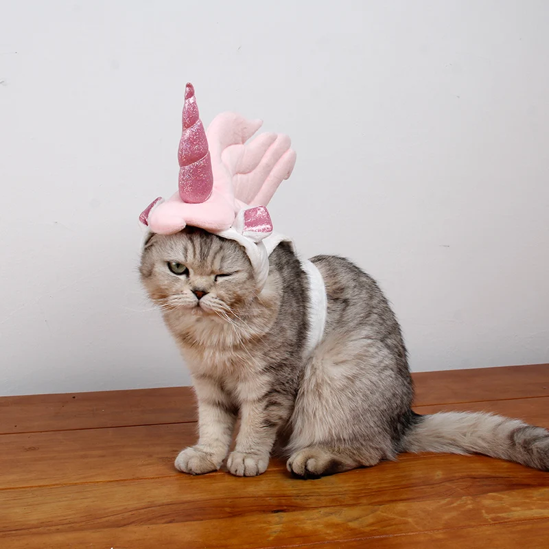 

Cat Dog Pink Unicorn Costume Cosplay Holiday Party Pet Hat 2019 New Pet supply