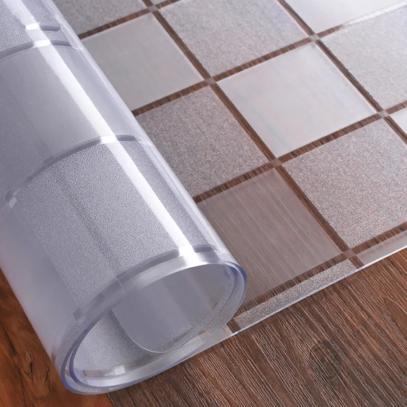 Transparent table mat pvc soft glass Plastic tablecloth Waterproof and oil proof Modern minimalist Rectangular lattice table pad