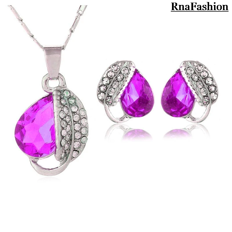 

2014 Free Shipping Hotselling factory Wholesales Crystal Leaf Pendant Jewelry Sets necklace earrings