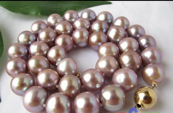 

fast LUSTER AAA 17.5" round 12mm purple FW pearl necklace 14KGP gold