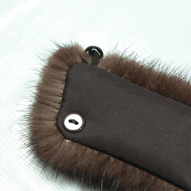 men's scarves & shawls ZDFURS * Winter Women Real Mink Fur Collar of  leather Coat Solid Warm Men Genuine Fur Stand Collar Black Brown Button Lining mens designer scarf