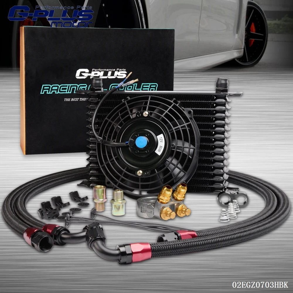 15 Row Thermostat Adaptor Engine Racing Oil Cooler Kit For CAR/TRUCK