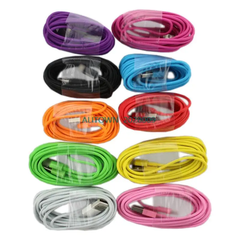 1000pcs/lot High Quality Colorful 2M 6Ft 8Pin USB Charger  Data Sync  Cable For iPhone 5 5S 6 6pus Fit for IOS 9.1 Fast Charging