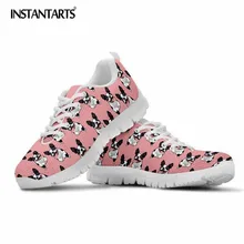 INSTANTARTS стильный Бостон терьер печати Для женщин Повседневное тапки обувь летние Air сетчатые балетки для девочек Хаски узор Туфли без каблуков