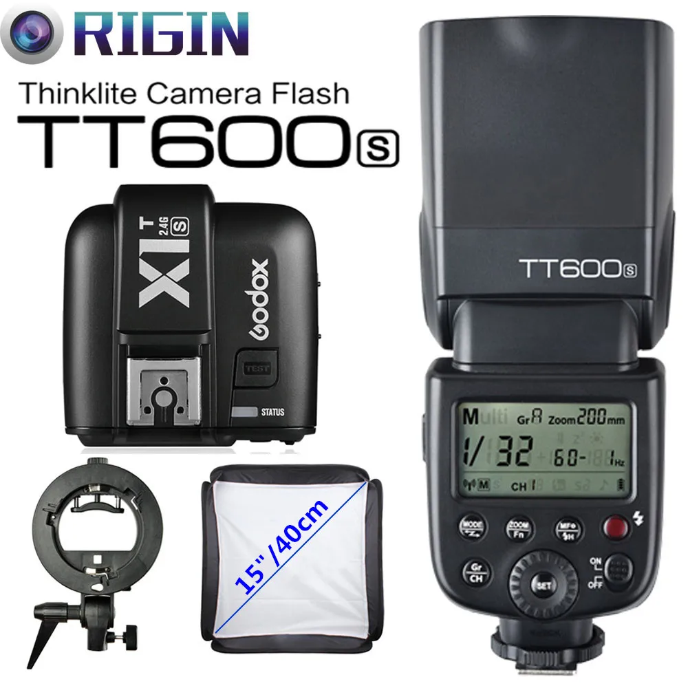 

Godox TT600S GN60 HSS 1/8000s Speedlite with 2.4G Wireless X System+X1T-S+Godox S-Type Brcaket+SoftBox Kit For Sony