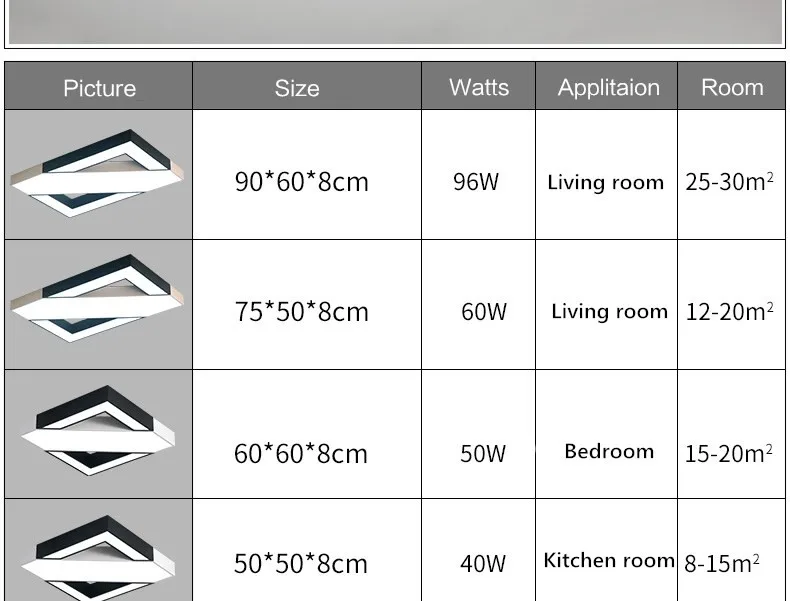 Прямоугольник/squqre современные светодиодные потолочные светильники для гостиной спальня с кухней для дома deco, настольные лампы белый+ черный готовой потолочный светильник
