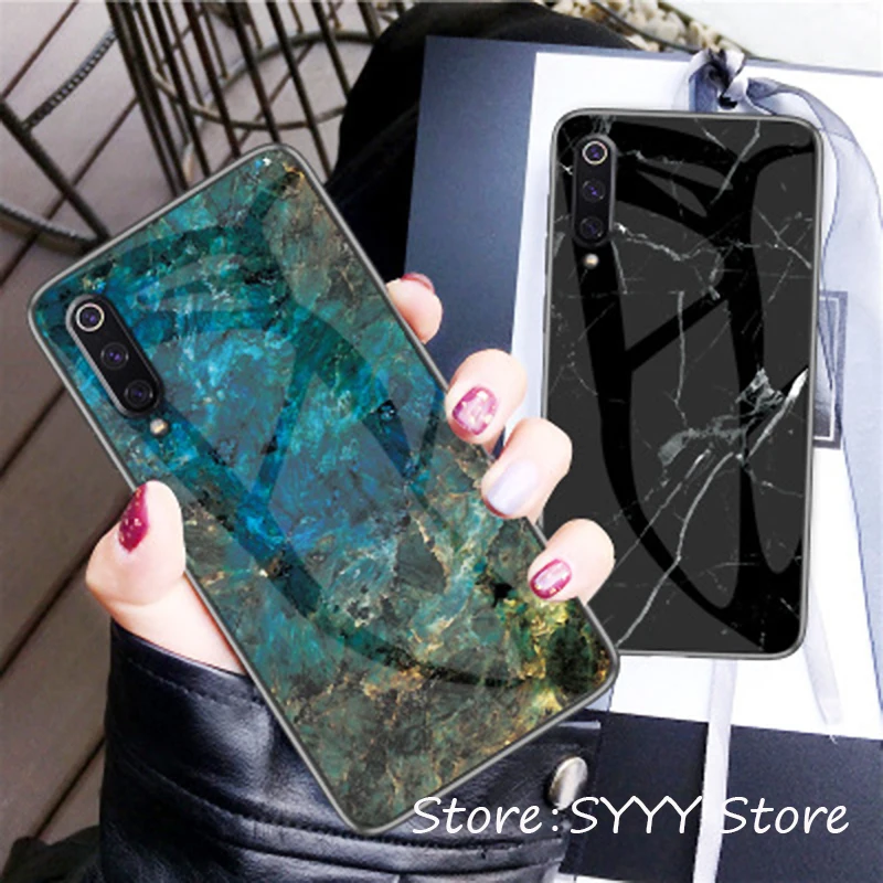 Tempered Glass Case For Xiaomi Redmi Note 7 6 5 Pro Plus Max 3 2 Mix 6X Cover On Mi 9 SE 8 Lite A1 A2 Marble |