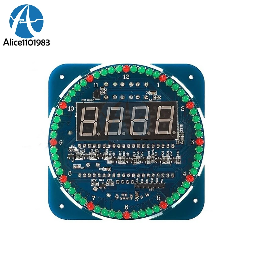 

DS1302 Digital LED Display Module Alarm Electronic Digital Clock LED Temperature Display DIY Kit SCM Learning Board 5V Rotating