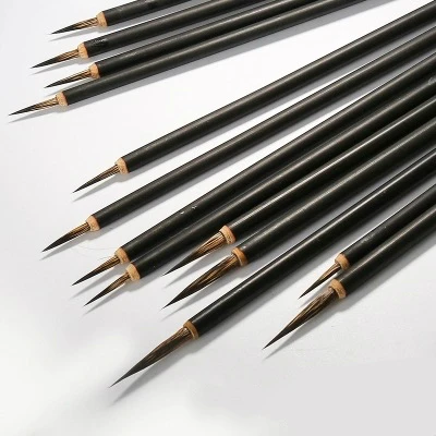 

Hot Sale Chinese Traditional Calligraphy Pen Brushes Painting Mouse Whisker Hair Small Regular Script Outline Writing Brush 3pcs