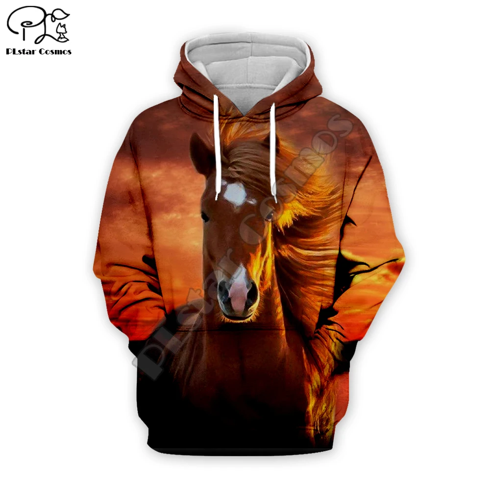 

New 3D sweatshirt Hoodies Men Horse Colorful 3D Print Long Sleeve Fashion Hipster Hoodie Loose Streetwear Pullovers Top MA033