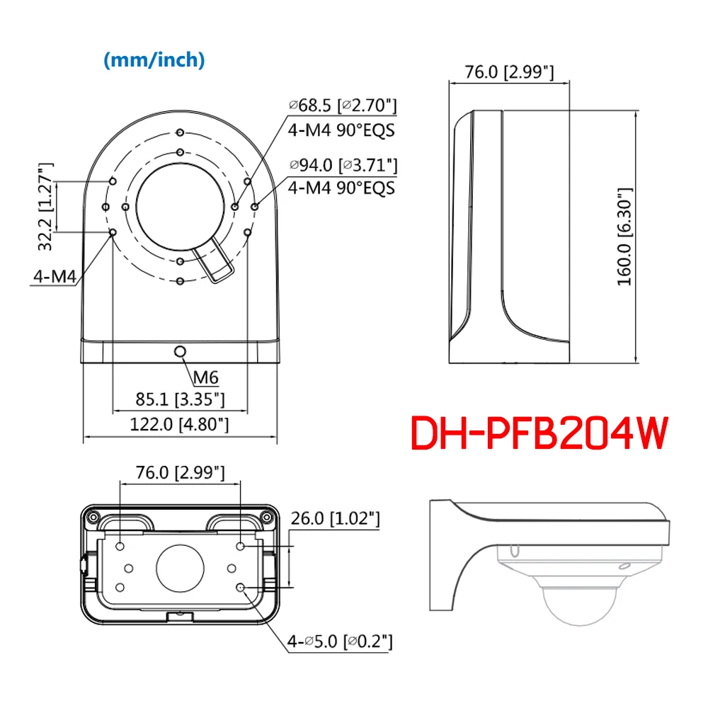 Dahua DH Настенные Кронштейны PFB204W поддержка IPC-HDW4631C-A алюминиевый материал для DH ip-камеры